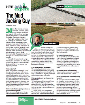 The Mudjacking Guy | Ask the Expert | H&H magazine article | June 2017