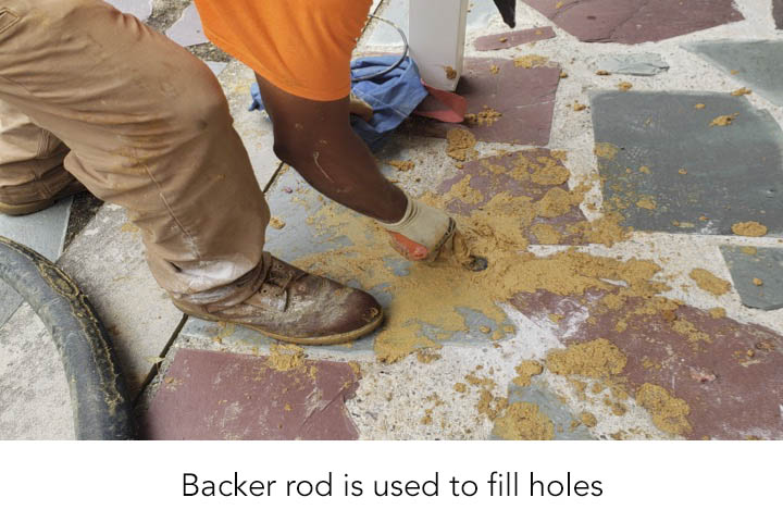 Backer rod is used to fill holes