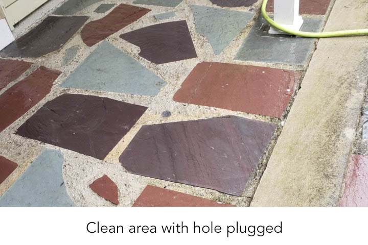 Clean area with hole plugged