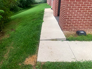 Unleveled sidewalk path before
